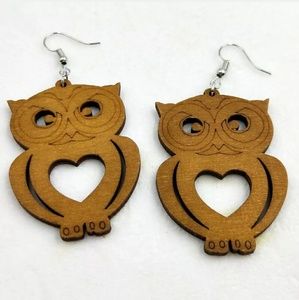 Wooden Owl Earrings